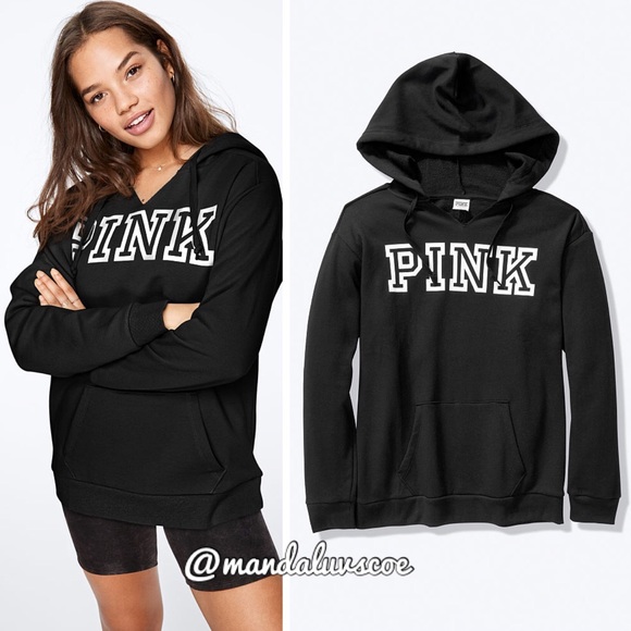 PINK Victoria's Secret Tops - 🚫SOLD🚫💕VS PINK BLACK & WHITE LOGO PULLOVER
